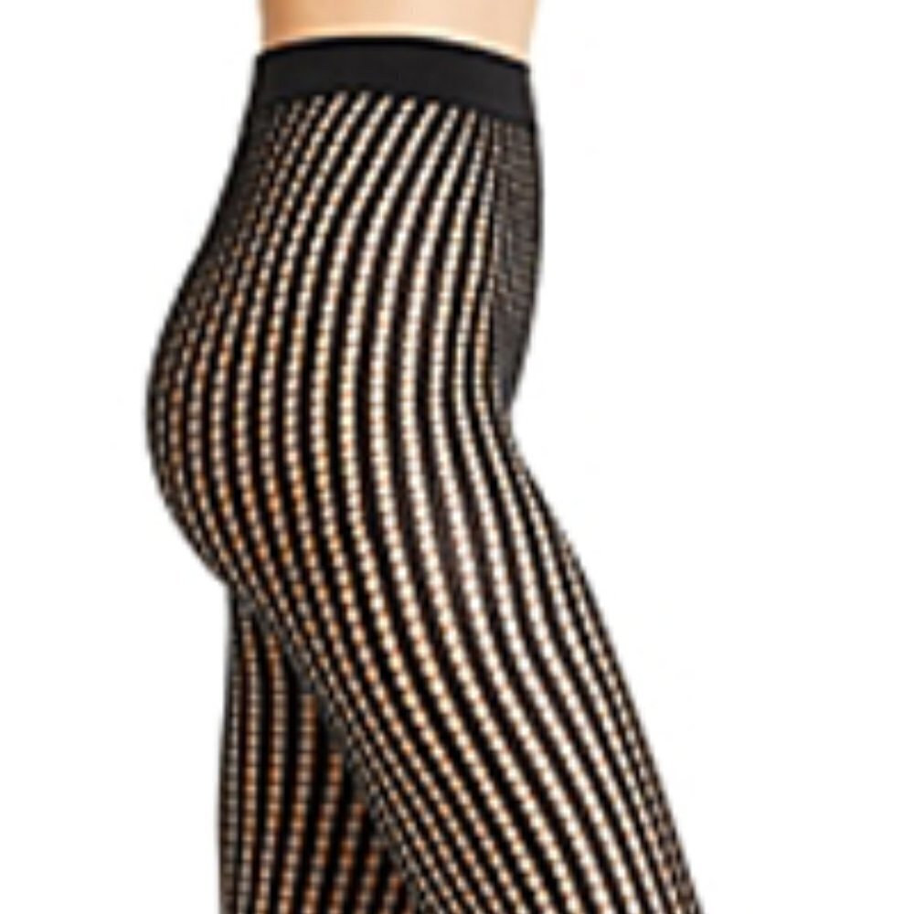 L349 Dkny Crimson Black Fashion-Net Tights - Medium - Picture 2 of 2